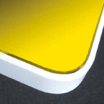 <p>Reverse painted glass<br />
in naughtone RAL colours<br />
Circular tables have<br />
a square polished edge</p>
