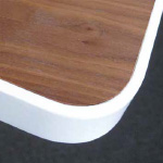 <p>Walnut veneer<br />
Circular tables matching<br />
veneered square edge</p>
