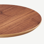 Walnut Veneer<br />
with reverse chamfer,<br />
polished MDF edge